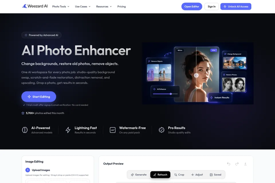 Aperçu de la landing page