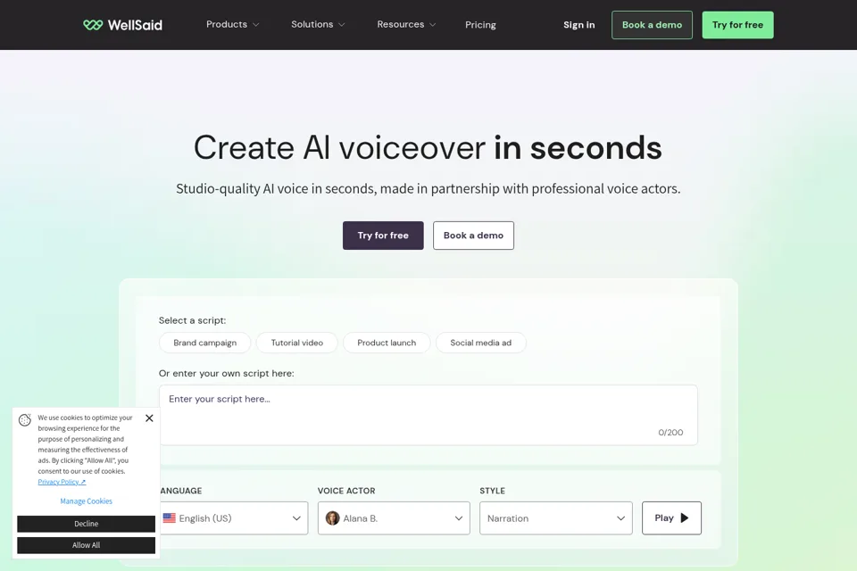 Landing page preview