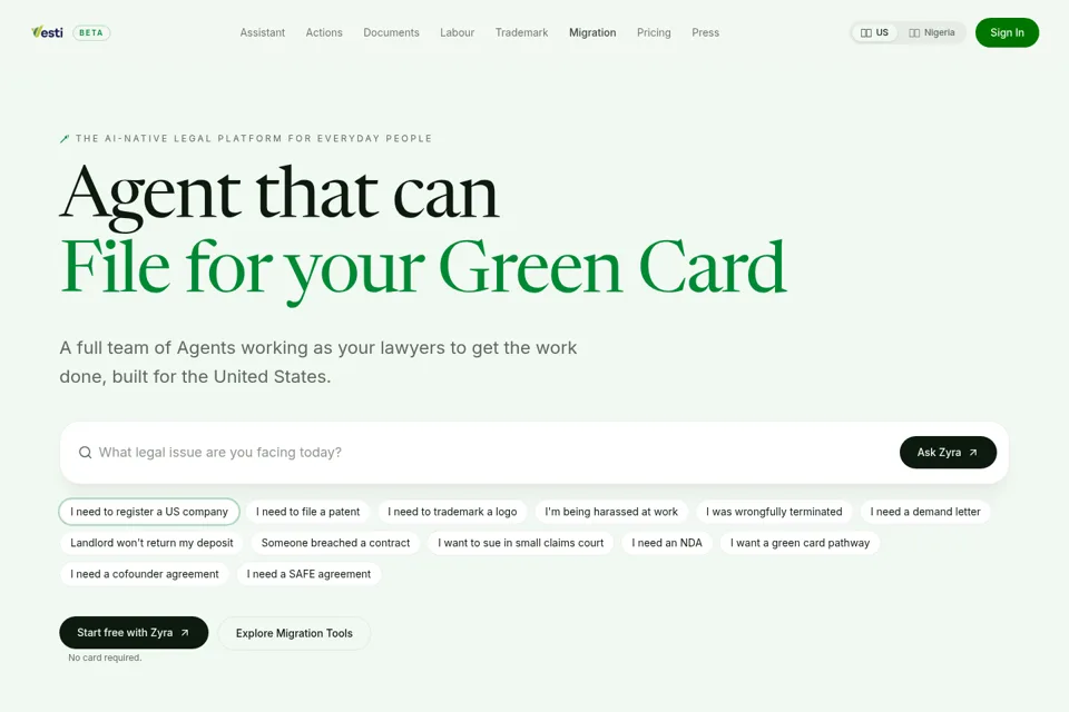 Aperçu de la landing page