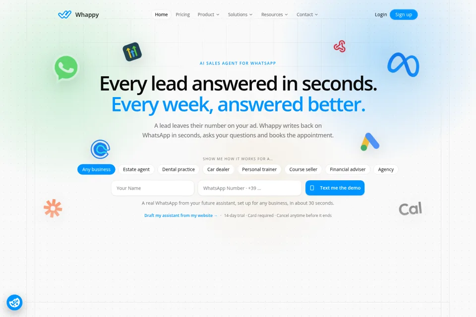 Aperçu de la landing page