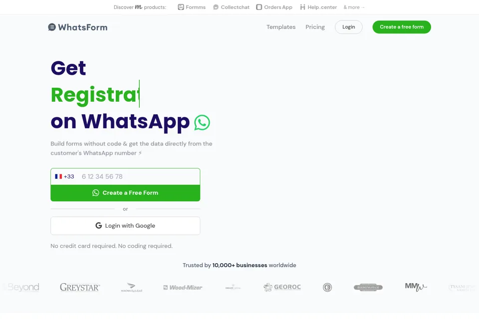 Aperçu de la landing page