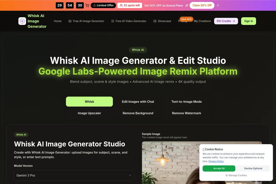 Aperçu de la landing page