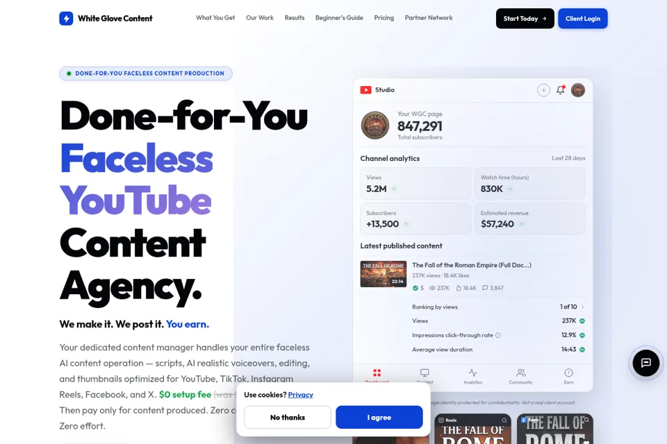 Landing page preview