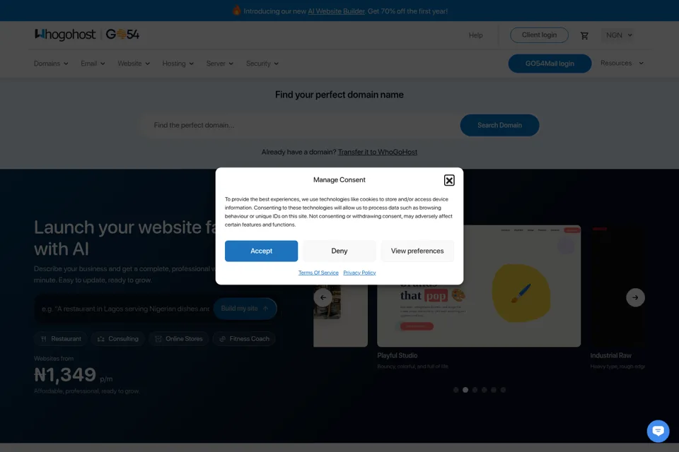 Aperçu de la landing page