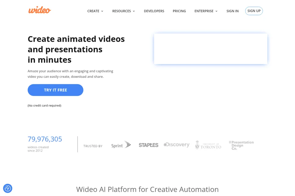 Aperçu de la landing page