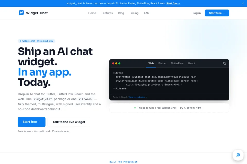 Aperçu de la landing page