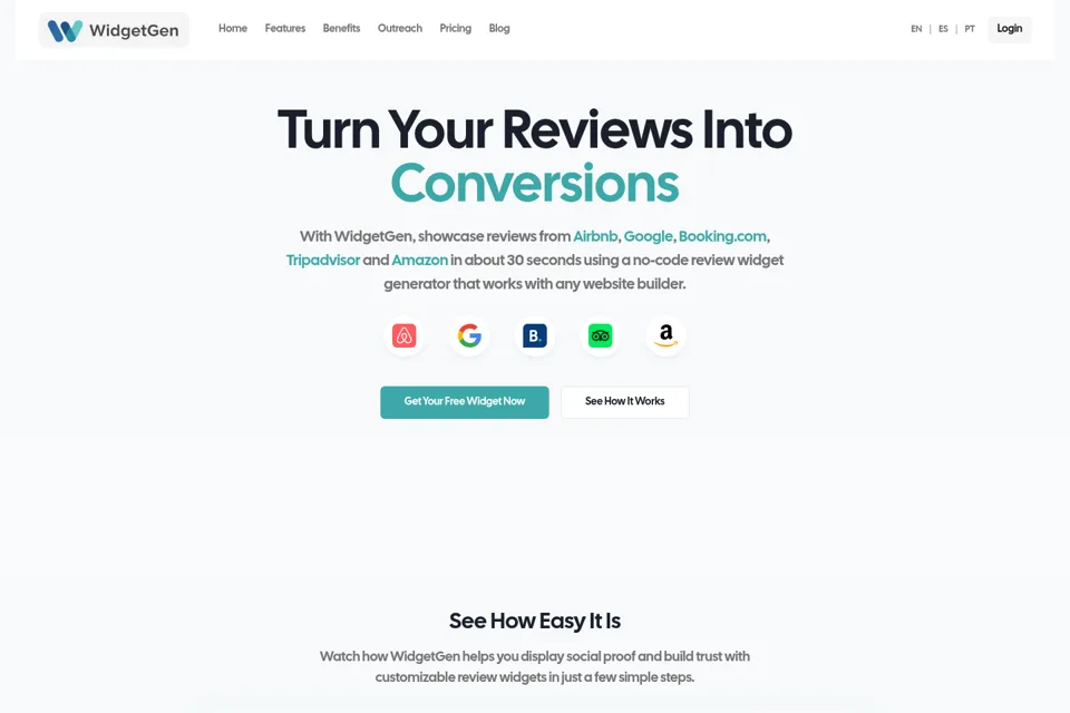 Aperçu de la landing page