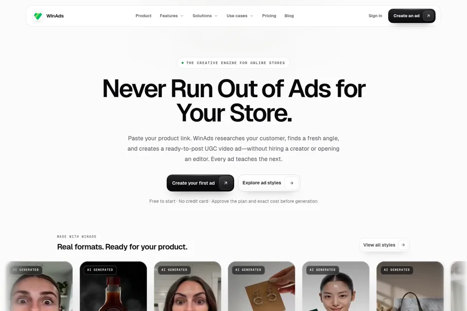 Aperçu de la landing page