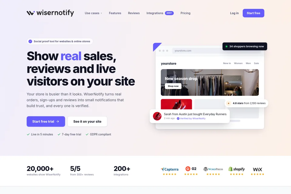 Aperçu de la landing page