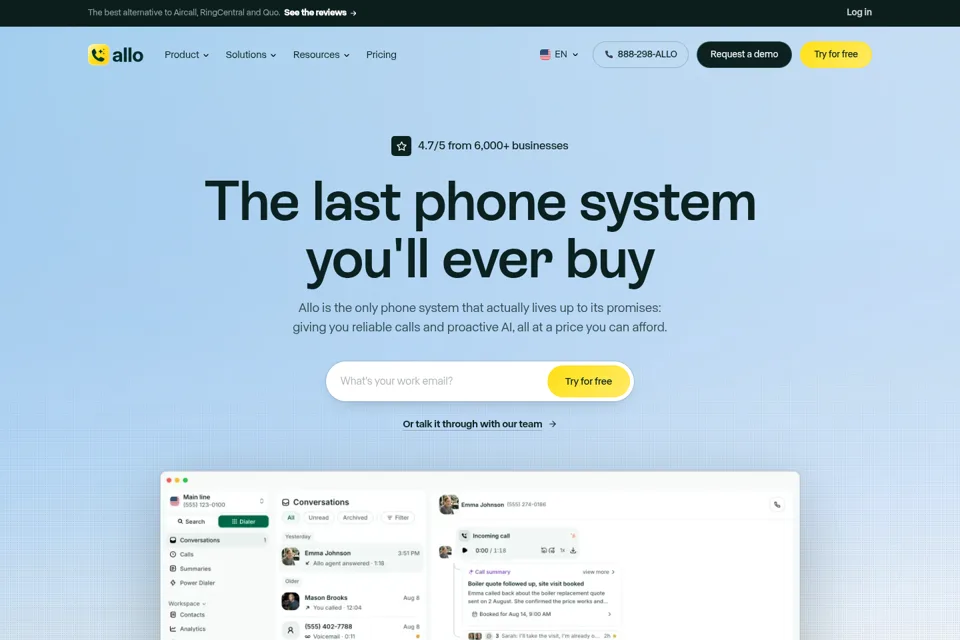 Aperçu de la landing page