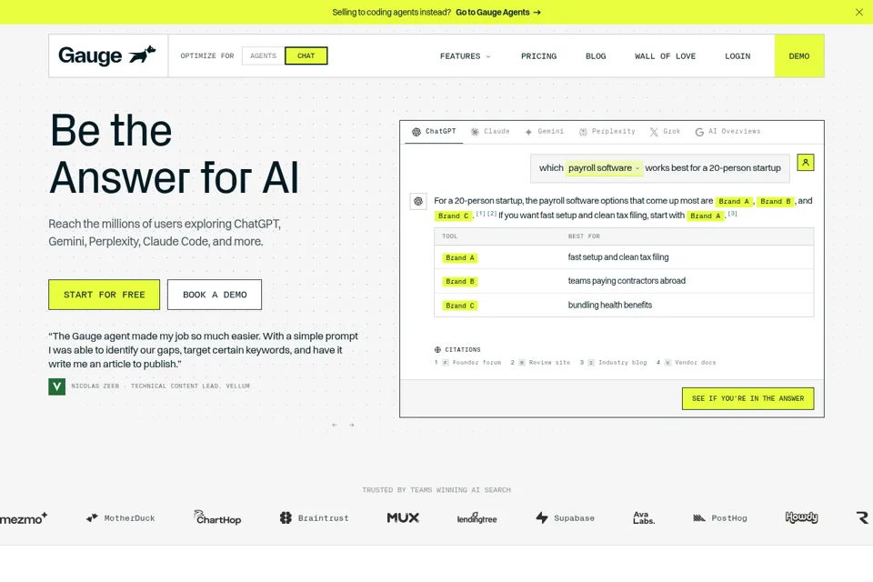 Aperçu de la landing page