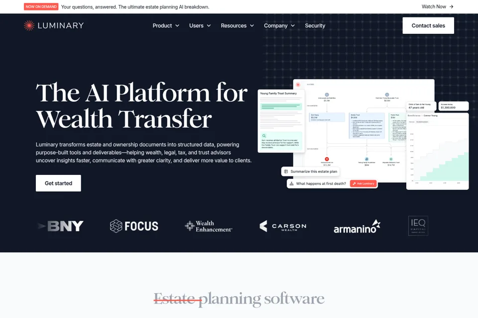 Aperçu de la landing page