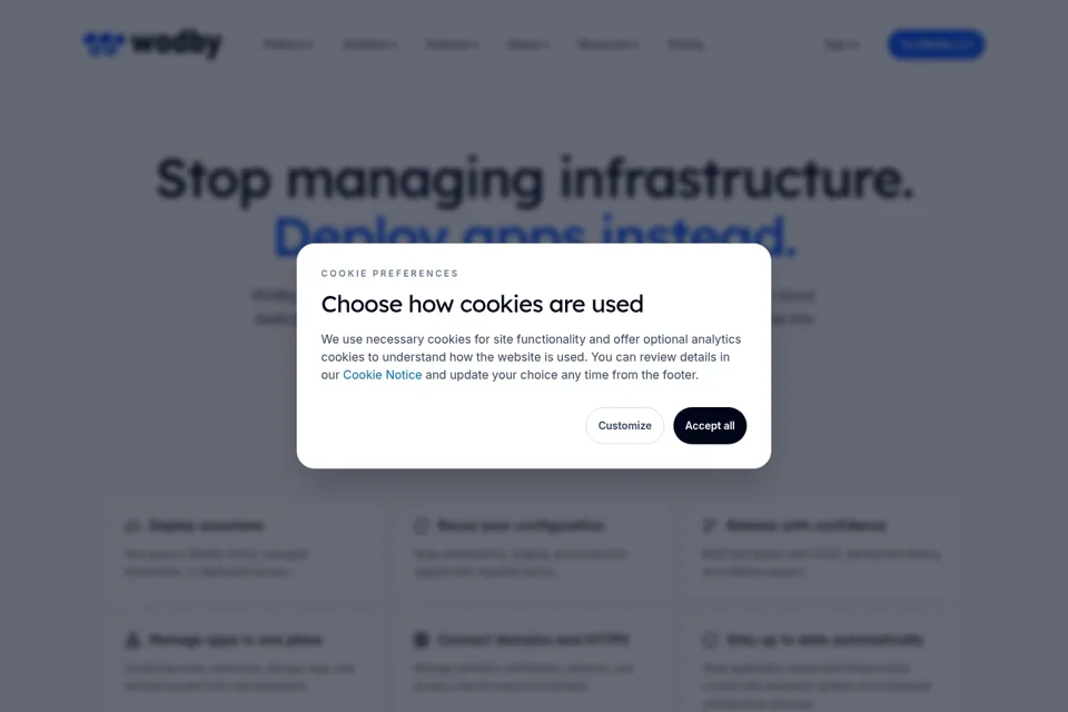 Aperçu de la landing page