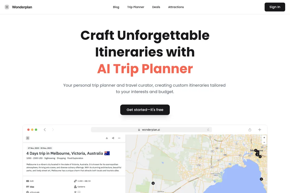 Aperçu de la landing page