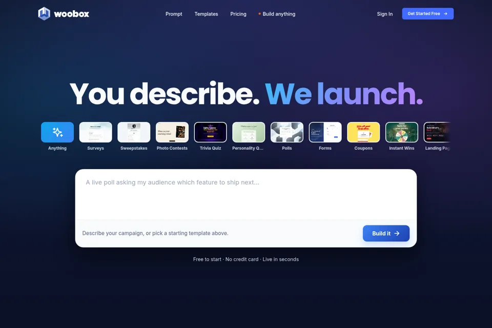 Aperçu de la landing page