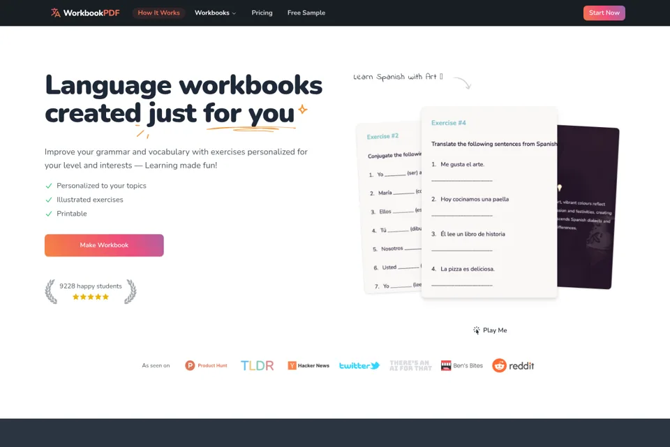 Aperçu de la landing page