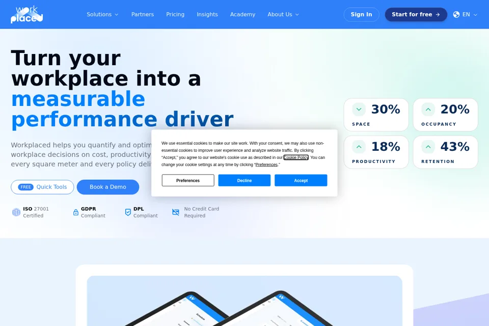 Aperçu de la landing page
