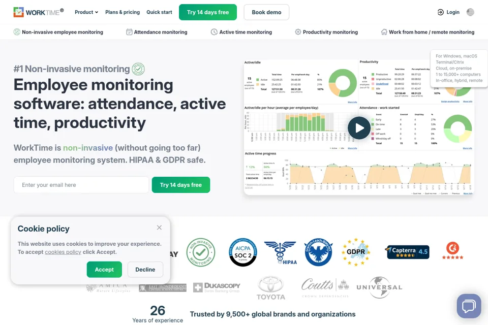 Aperçu de la landing page