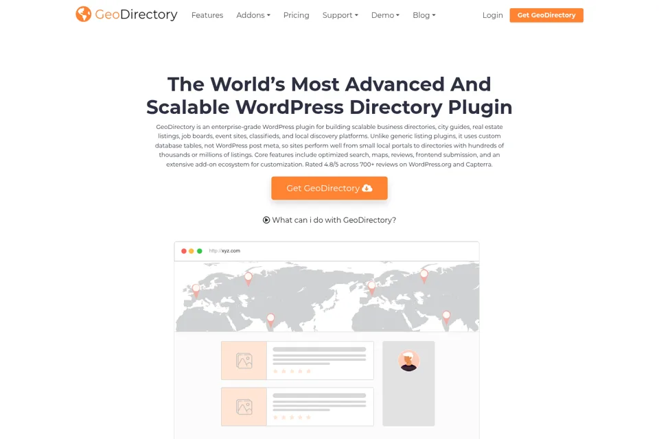 Aperçu de la landing page