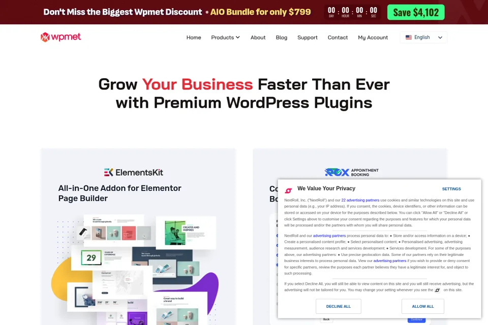 Aperçu de la landing page