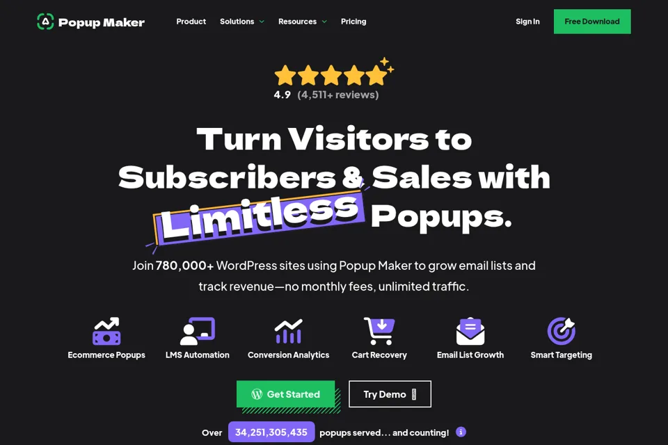 Aperçu de la landing page