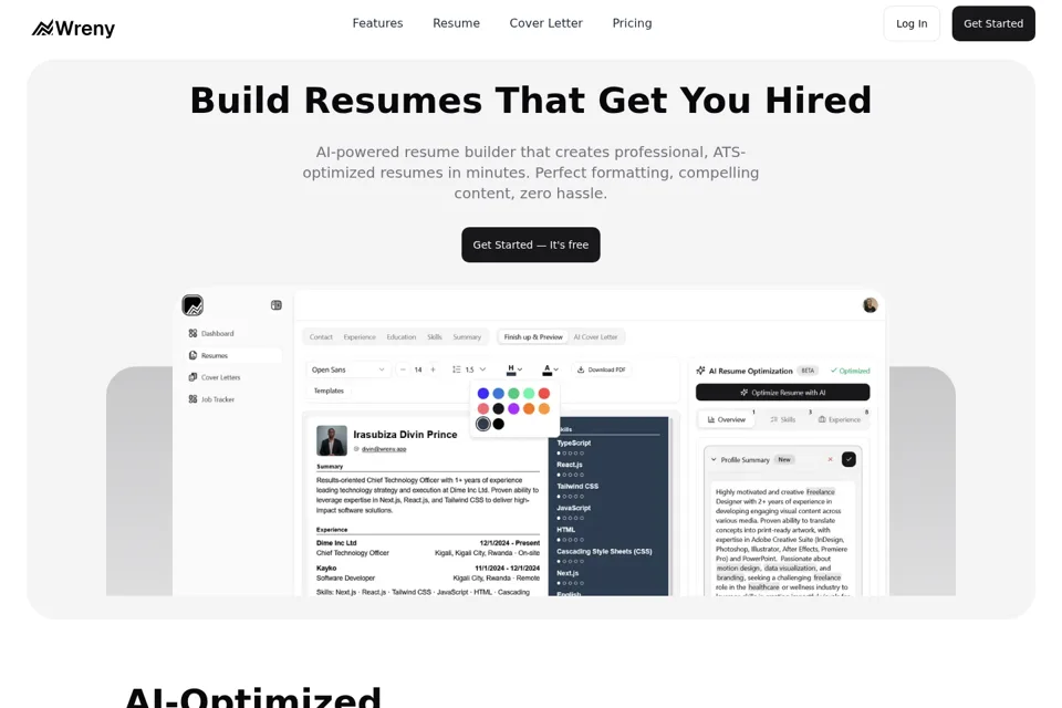 Aperçu de la landing page