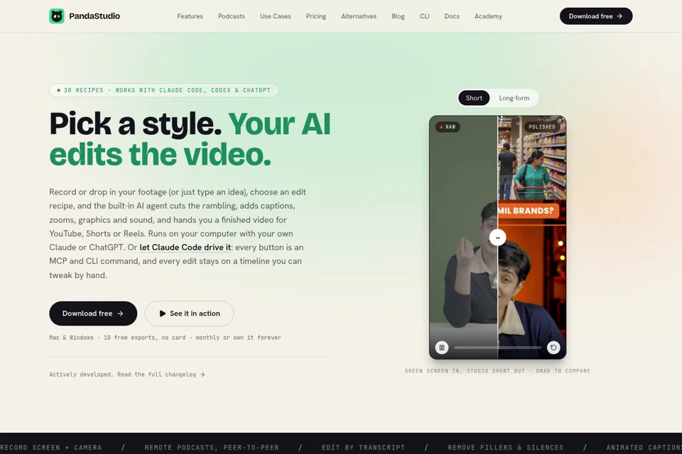 Aperçu de la landing page