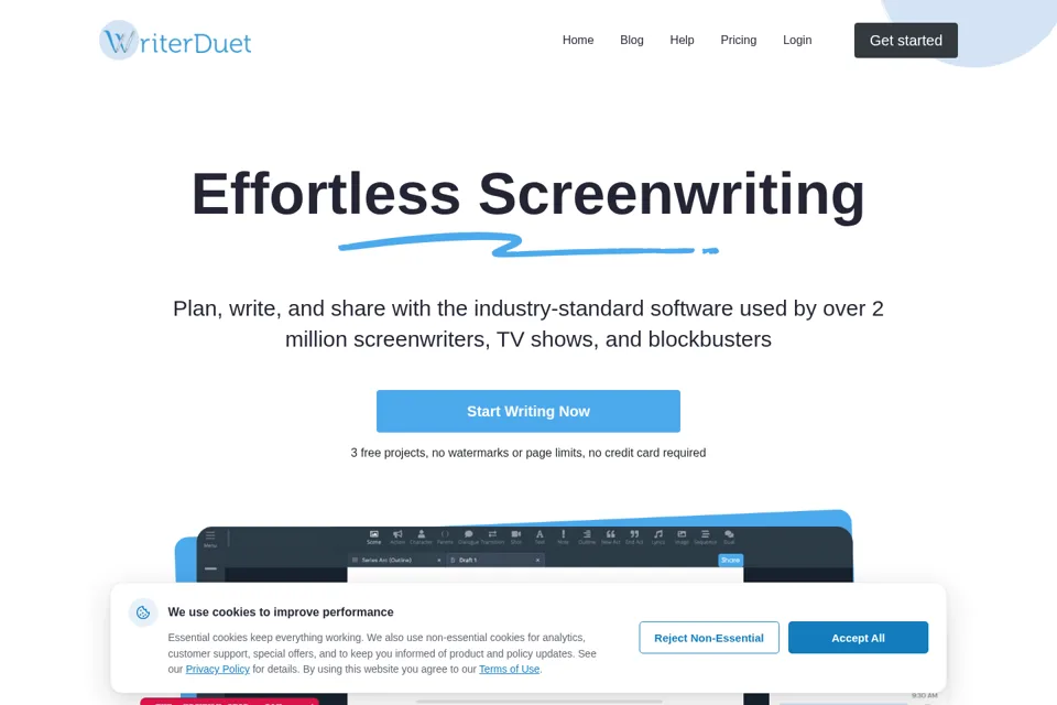 Aperçu de la landing page