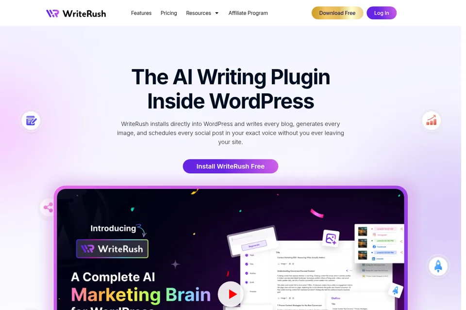 Aperçu de la landing page