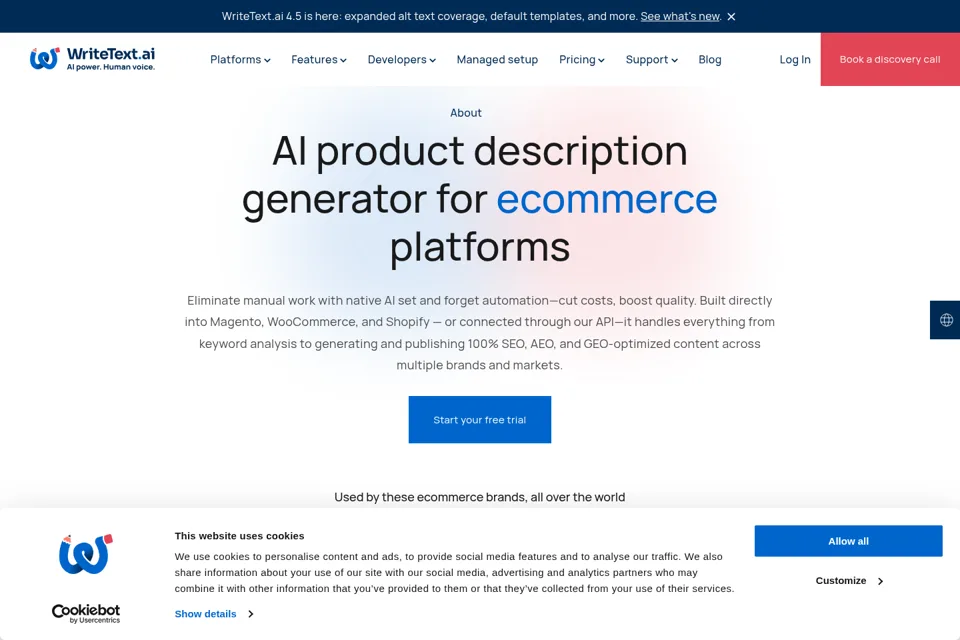 Aperçu de la landing page