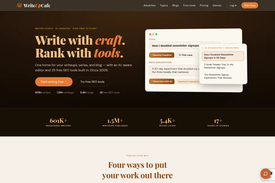 Landing page preview