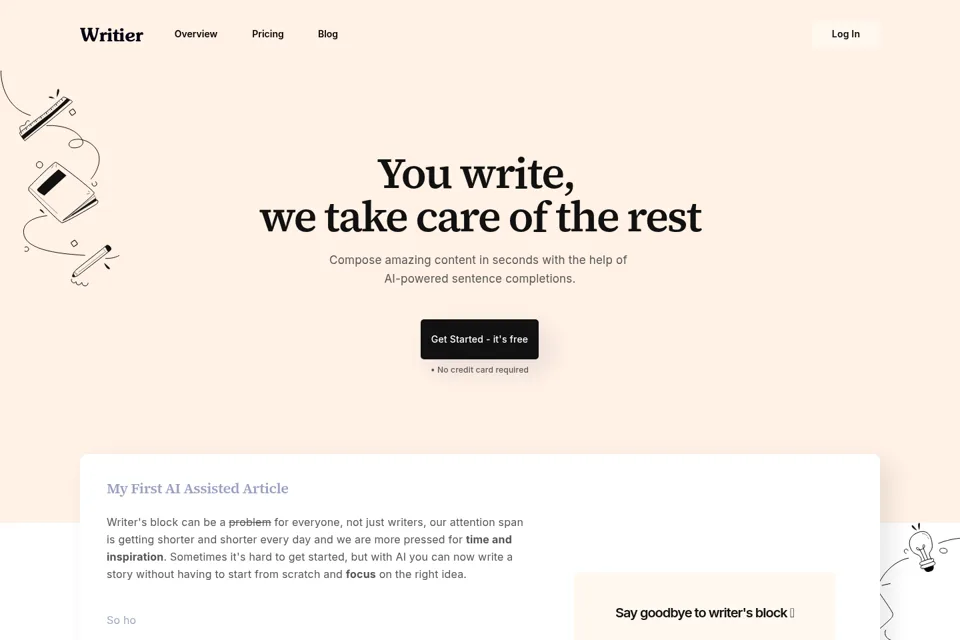 Aperçu de la landing page