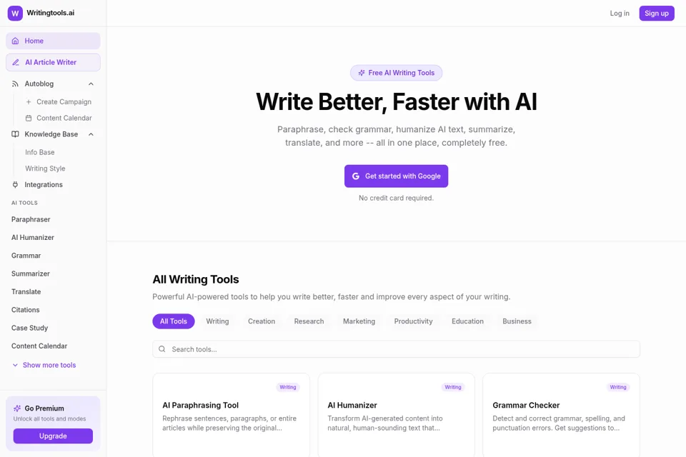 Aperçu de la landing page