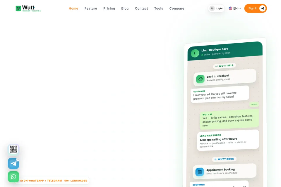 Aperçu de la landing page