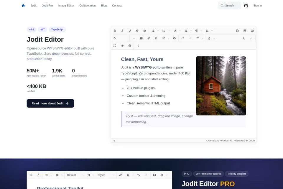 Aperçu de la landing page