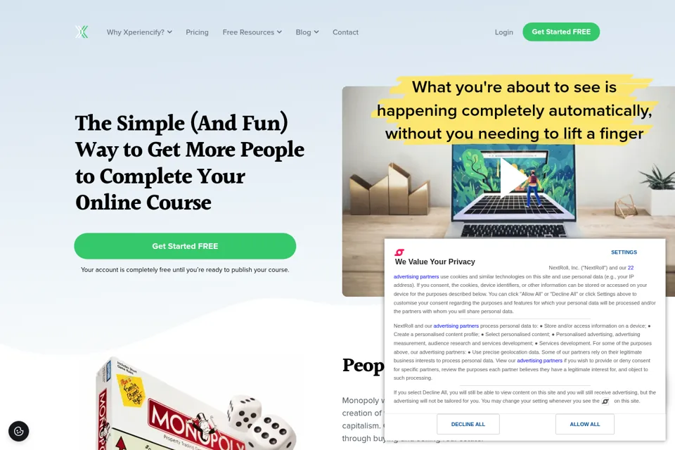 Landing page preview