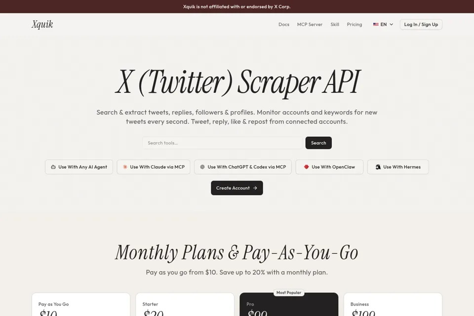 Aperçu de la landing page