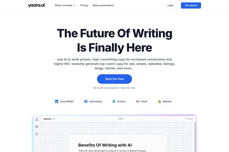 Aperçu de la landing page