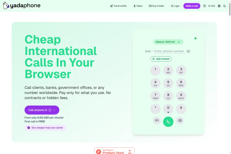 Aperçu de la landing page