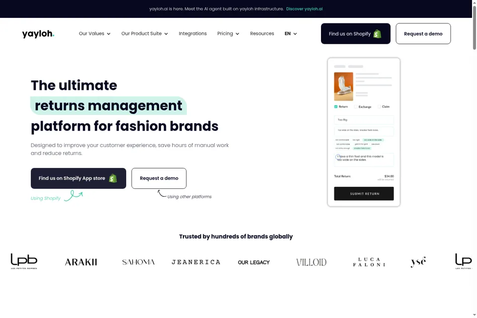 Aperçu de la landing page