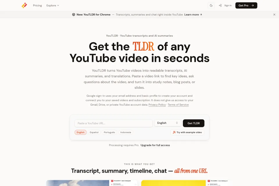 Aperçu de la landing page