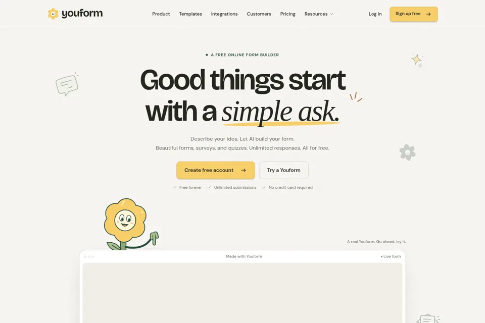 Aperçu de la landing page