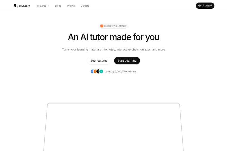 Aperçu de la landing page