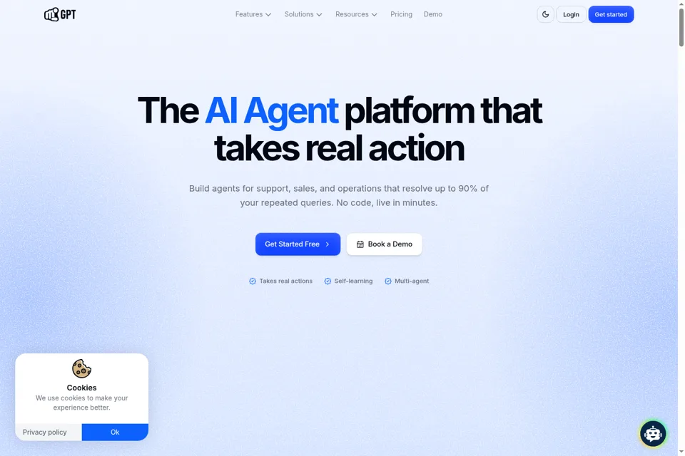 Aperçu de la landing page