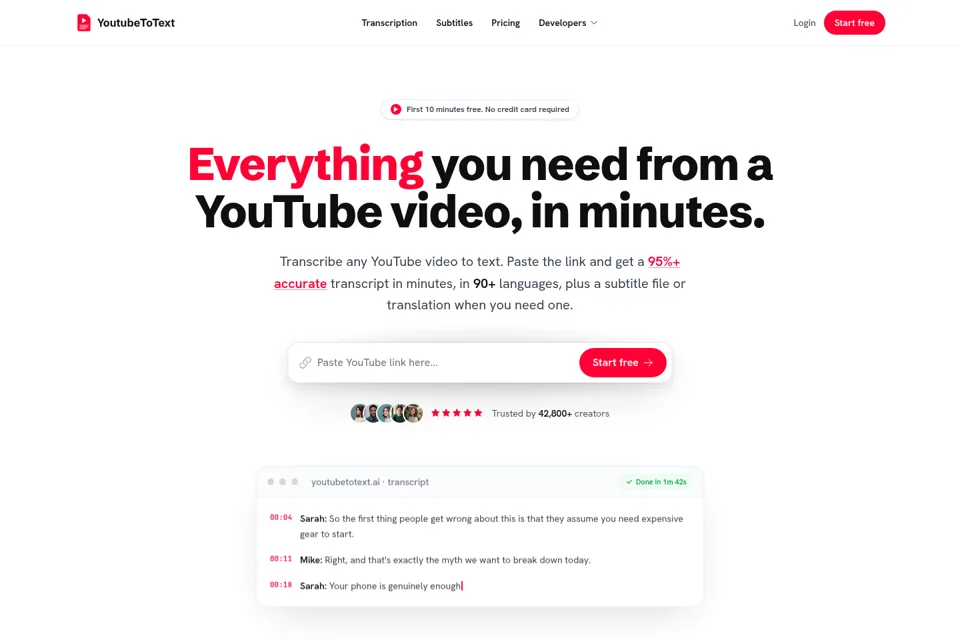 Aperçu de la landing page
