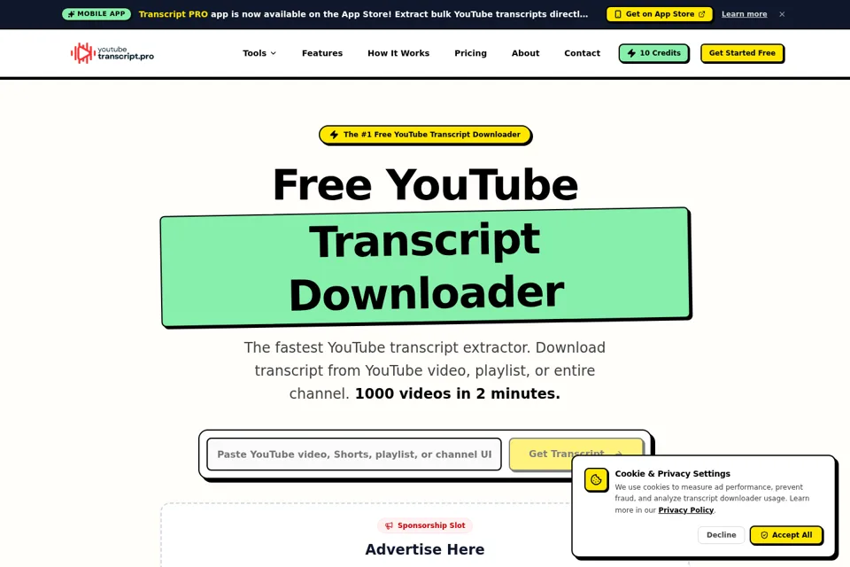 Aperçu de la landing page