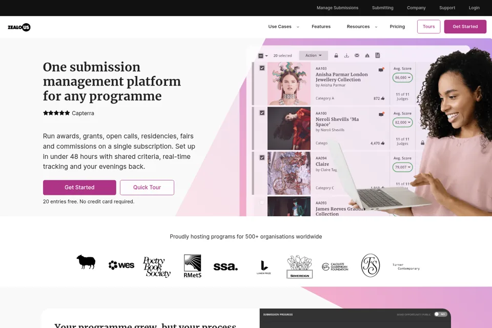 Aperçu de la landing page