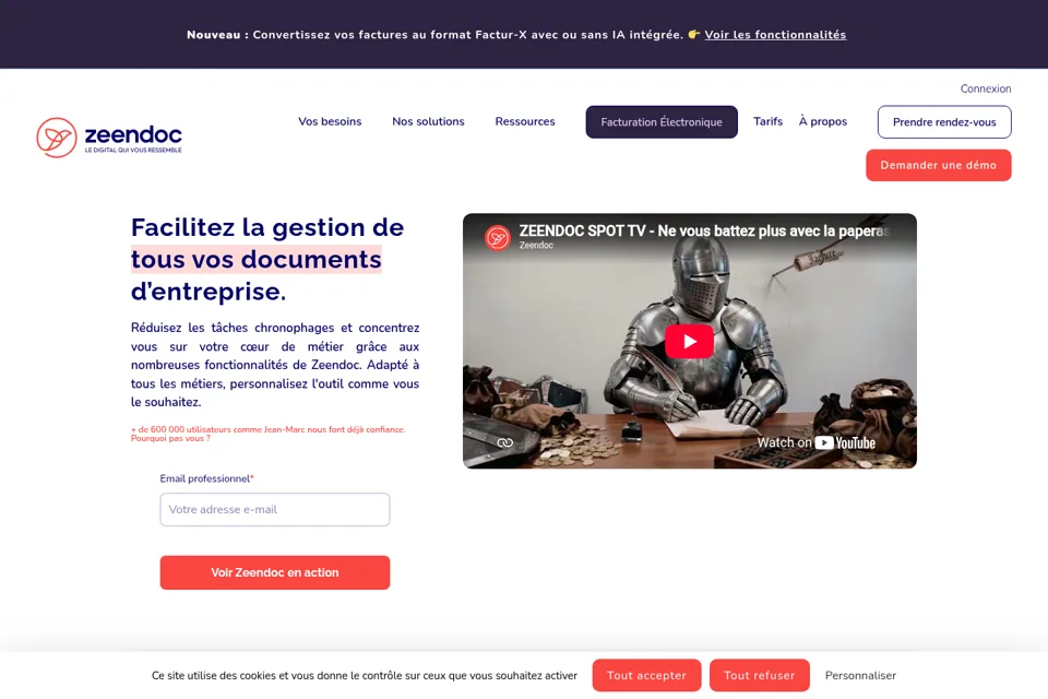 Aperçu de la landing page