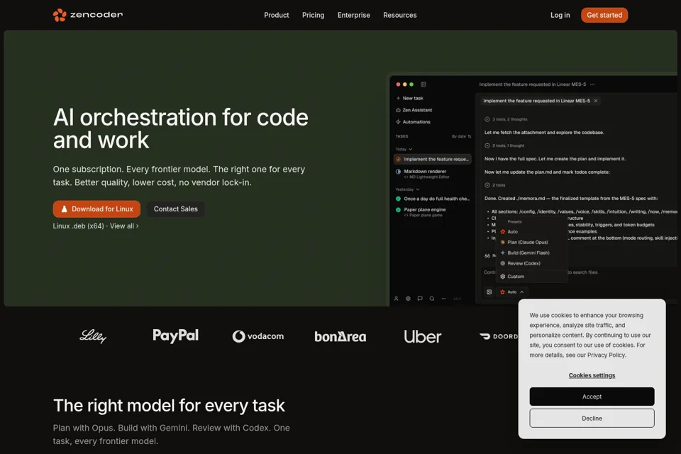 Aperçu de la landing page