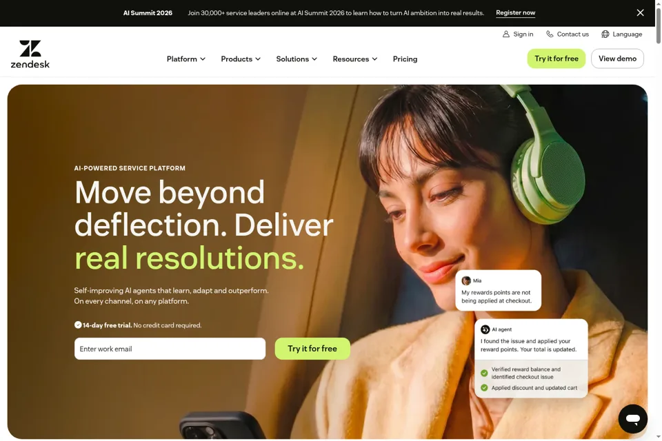 Aperçu de la landing page